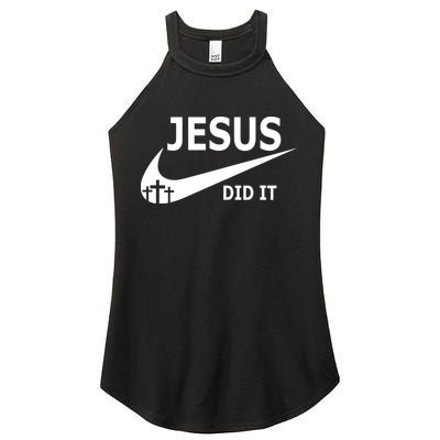 Jesus Did It My Savior Died For My Sins 3 Crosses Christian Catholic Women's Perfect Tri Rocker Tank