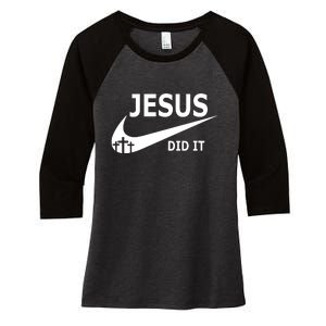 Jesus Did It My Savior Died For My Sins 3 Crosses Christian Catholic Women's Tri-Blend 3/4-Sleeve Raglan Shirt