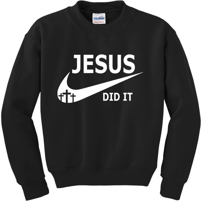 Jesus Did It My Savior Died For My Sins 3 Crosses Christian Catholic Kids Sweatshirt