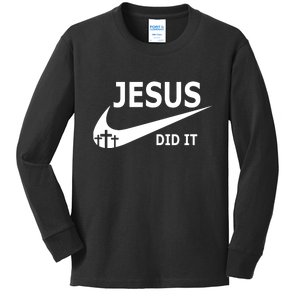 Jesus Did It My Savior Died For My Sins 3 Crosses Christian Catholic Kids Long Sleeve Shirt