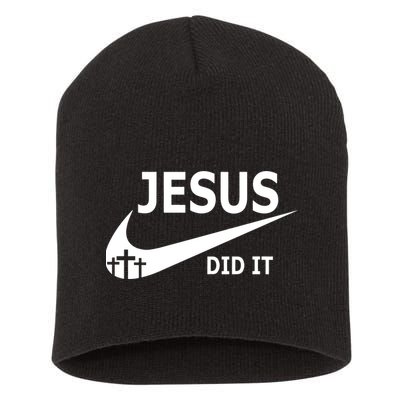 Jesus Did It My Savior Died For My Sins 3 Crosses Christian Catholic Short Acrylic Beanie