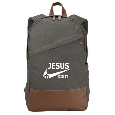 Jesus Did It My Savior Died For My Sins 3 Crosses Christian Catholic Cotton Canvas Backpack