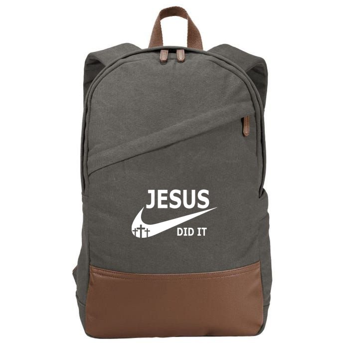 Jesus Did It My Savior Died For My Sins 3 Crosses Christian Catholic Cotton Canvas Backpack