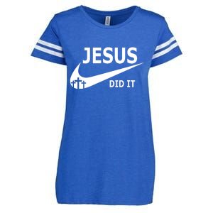 Jesus Did It My Savior Died For My Sins 3 Crosses Christian Catholic Enza Ladies Jersey Football T-Shirt