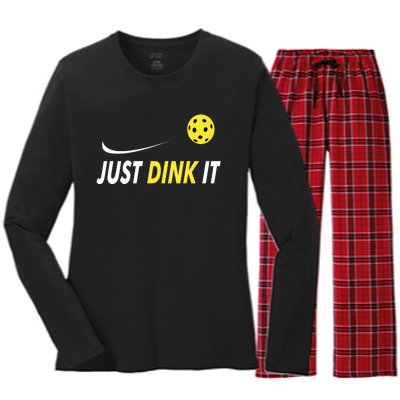 Just Dink It Funny Pickleball Women's Long Sleeve Flannel Pajama Set 