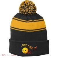 Just Dink It Funny Pickleball Stripe Pom Pom Beanie