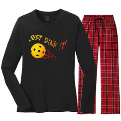 Just Dink It Funny Pickleball Women's Long Sleeve Flannel Pajama Set 