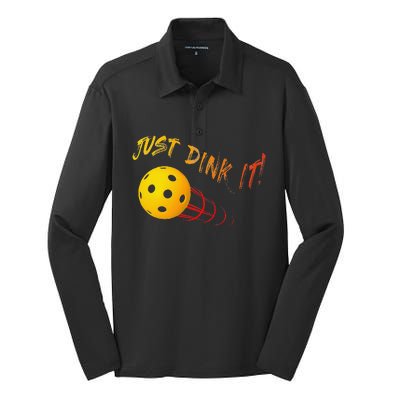 Just Dink It Funny Pickleball Silk Touch Performance Long Sleeve Polo