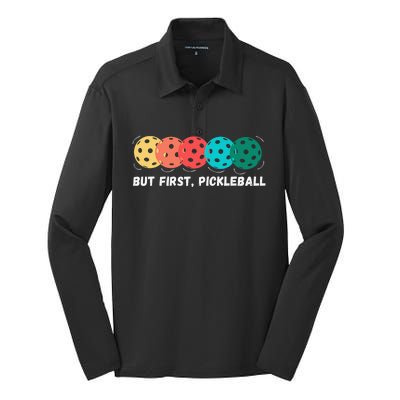 Just Dink It Funny Pickleball Pickle Ball Silk Touch Performance Long Sleeve Polo