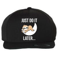 Just Do It Later Sloth Wool Snapback Cap