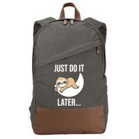 Just Do It Later Sloth Cotton Canvas Backpack