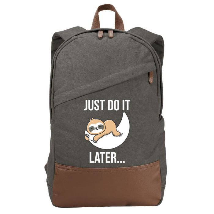 Just Do It Later Sloth Cotton Canvas Backpack