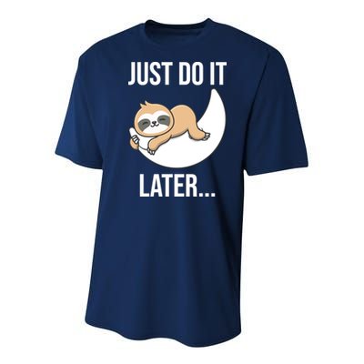 Just Do It Later Sloth Youth Performance Sprint T-Shirt