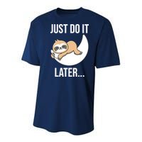 Just Do It Later Sloth Youth Performance Sprint T-Shirt