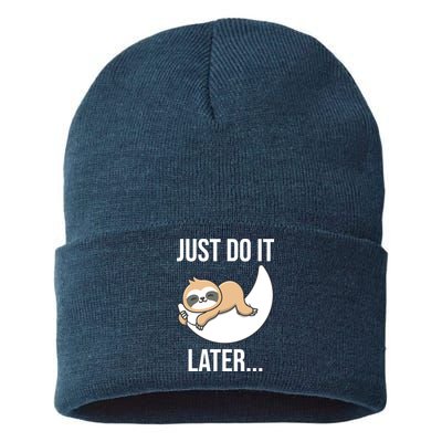Just Do It Later Sloth Sustainable Knit Beanie
