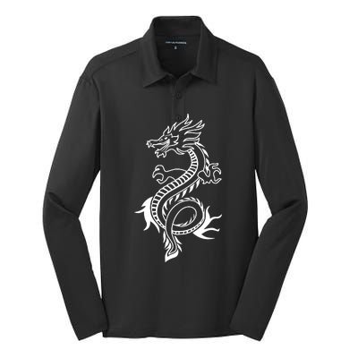 Japanese Dragon Silk Touch Performance Long Sleeve Polo