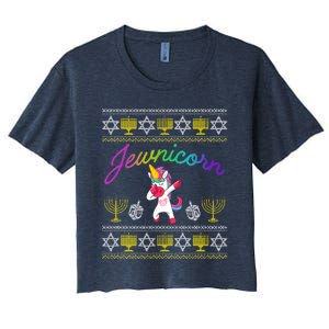 Jewnicorn Dabbing Jewish Unicorn Hanukkah Pajama Women's Crop Top Tee