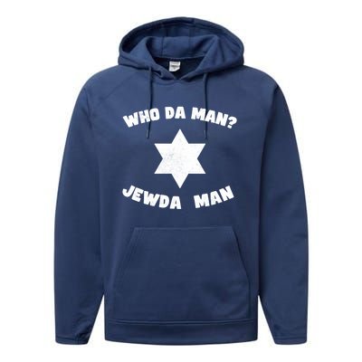 Jew Da Jewish Hebrew Fathers Day Kosher Gym Best Dad Gift Performance Fleece Hoodie