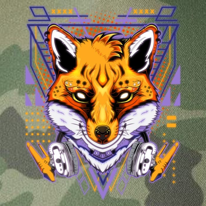 Japanese Digital Kitune Fox With Headphone Legacy Tie Dye Trucker Hat