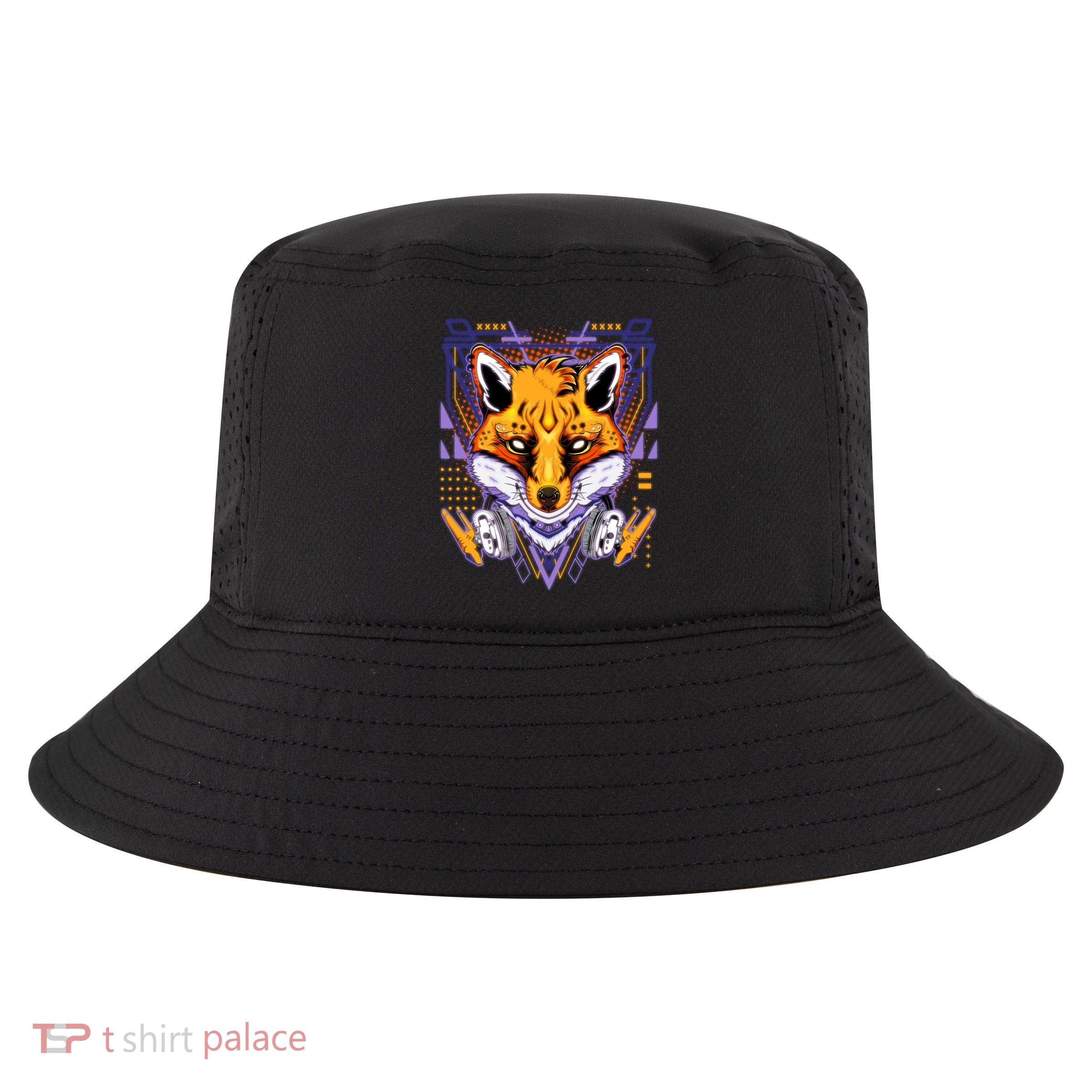 Japanese Digital Kitune Fox With Headphone Cool Comfort Performance Bucket Hat