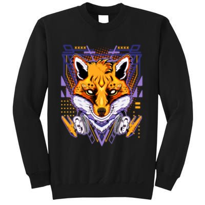 Japanese Digital Kitune Fox With Headphone Sweatshirt
