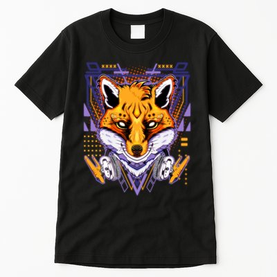 Japanese Digital Kitune Fox With Headphone Tall T-Shirt