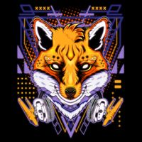 Japanese Digital Kitune Fox With Headphone Drawstring Bag