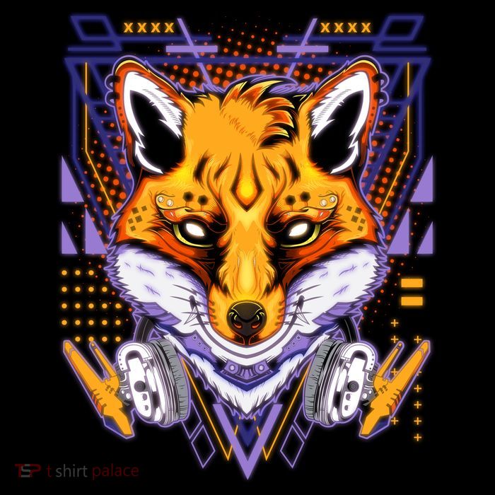 Japanese Digital Kitune Fox With Headphone Flatbill Hat