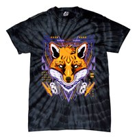 Japanese Digital Kitune Fox With Headphone Tie-Dye T-Shirt
