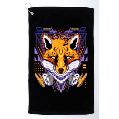 Japanese Digital Kitune Fox With Headphone Golf Towel