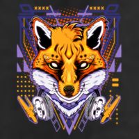 Japanese Digital Kitune Fox With Headphone Microfiber Hand Towel
