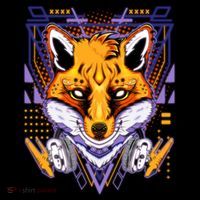 Japanese Digital Kitune Fox With Headphone Short Acrylic Beanie