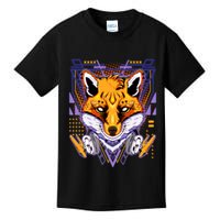 Japanese Digital Kitune Fox With Headphone Kids T-Shirt
