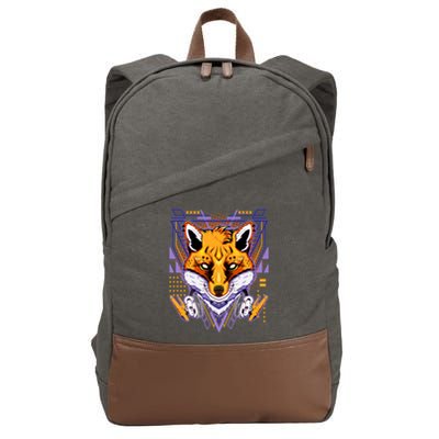 Japanese Digital Kitune Fox With Headphone Cotton Canvas Backpack