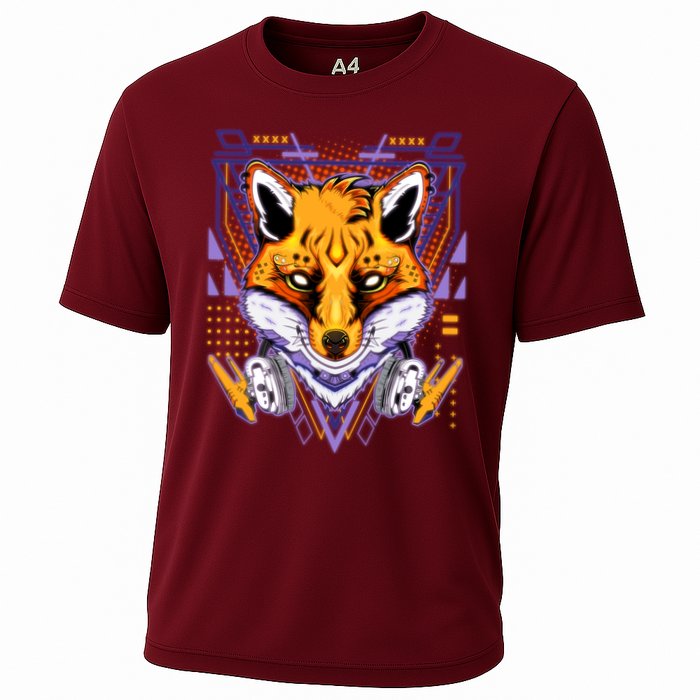 Japanese Digital Kitune Fox With Headphone Performance Shirt