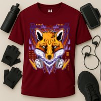 Japanese Digital Kitune Fox With Headphone Performance Shirt