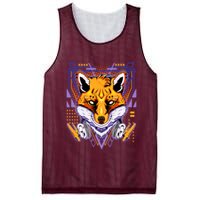 Japanese Digital Kitune Fox With Headphone Mesh Reversible Basketball Jersey Tank