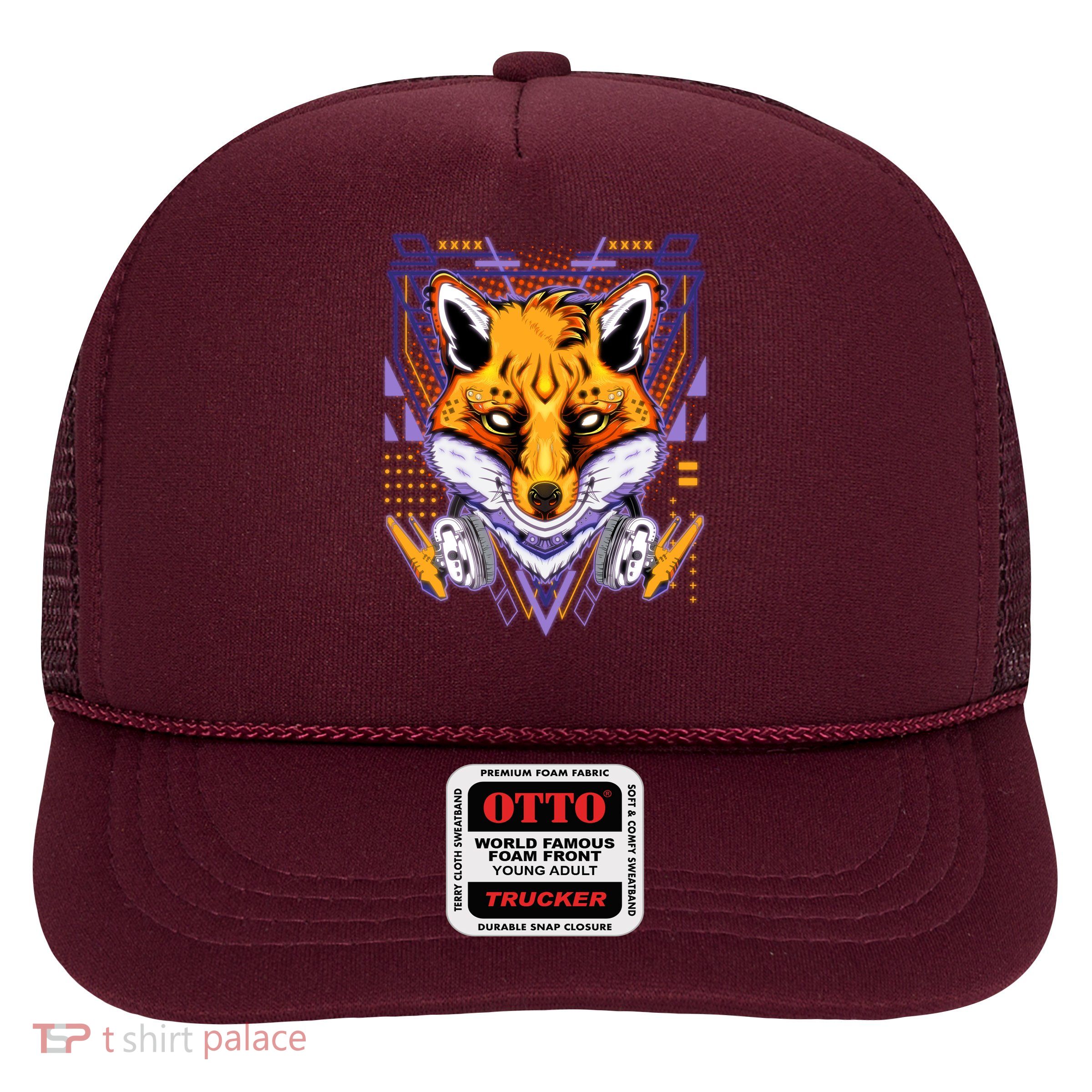 Japanese Digital Kitune Fox With Headphone Trucker Hat