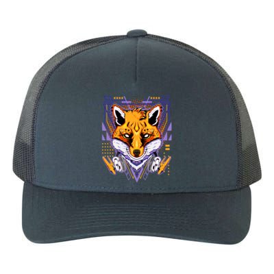 Japanese Digital Kitune Fox With Headphone Yupoong Adult 5-Panel Trucker Hat