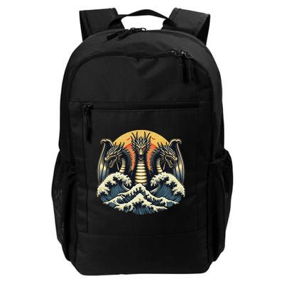 Japanese Dragon King Ghidorah Great Wave Off Kanagawa Sunset Backpack