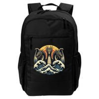 Japanese Dragon King Ghidorah Great Wave Off Kanagawa Sunset Backpack