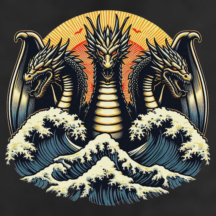 Japanese Dragon King Ghidorah Great Wave Off Kanagawa Sunset Adult Drive Performance Visor