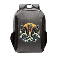 Japanese Dragon King Ghidorah Great Wave Off Kanagawa Sunset Vector Backpack