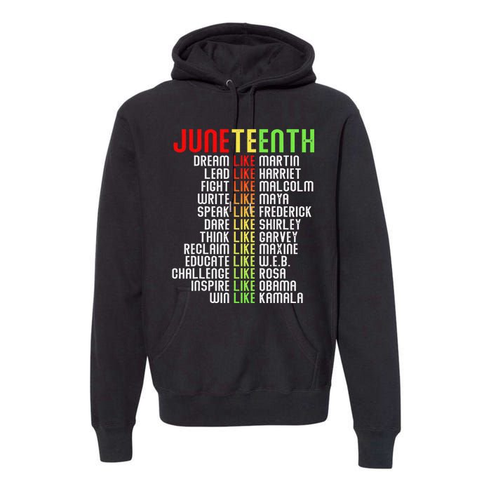 Juneteenth Dream Like Leaders Black Premium Hoodie