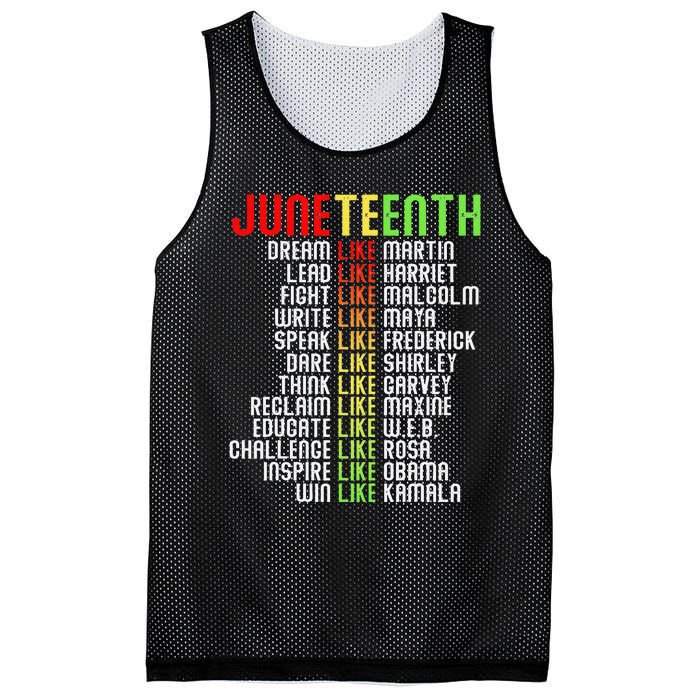 Juneteenth Dream Like Leaders Black Mesh Reversible Basketball Jersey Tank