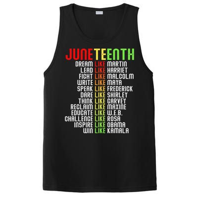 Juneteenth Dream Like Leaders Black PosiCharge Competitor Tank