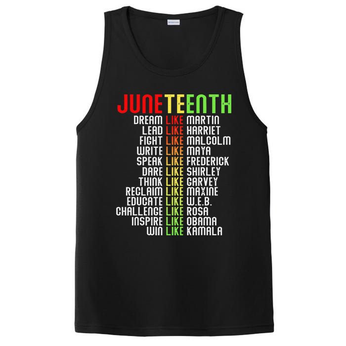 Juneteenth Dream Like Leaders Black PosiCharge Competitor Tank