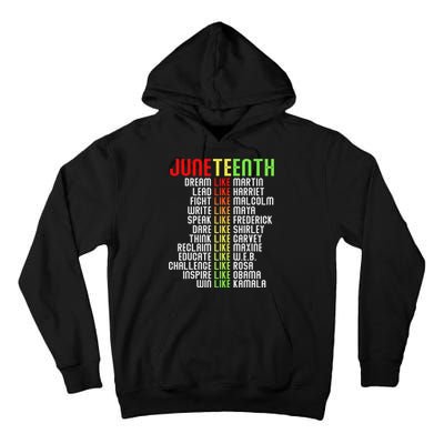 Juneteenth Dream Like Leaders Black Tall Hoodie