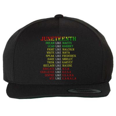 Juneteenth Dream Like Leaders Black Wool Snapback Cap