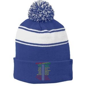 Juneteenth Dream Like Leaders Black Stripe Pom Pom Beanie